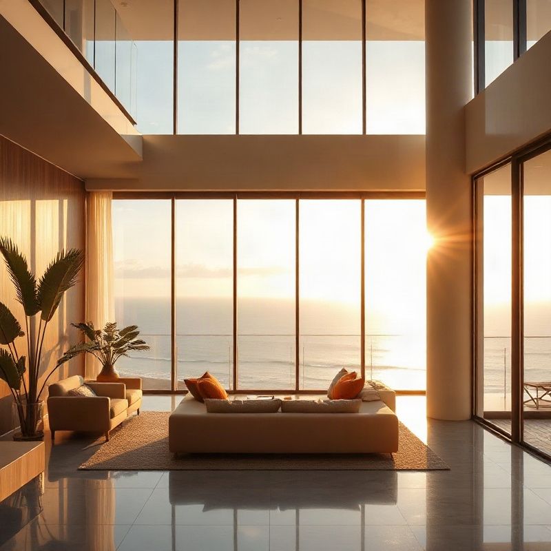 Interior de cobertura de alto padrão em Fortaleza com vista para o mar